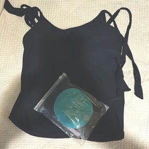 Kinders Bravely tank style nursing swimsuit with bikini bottoms. Black.